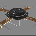 Industrial Drone Equipment With Four Propellers Orange Frame And Black Top
