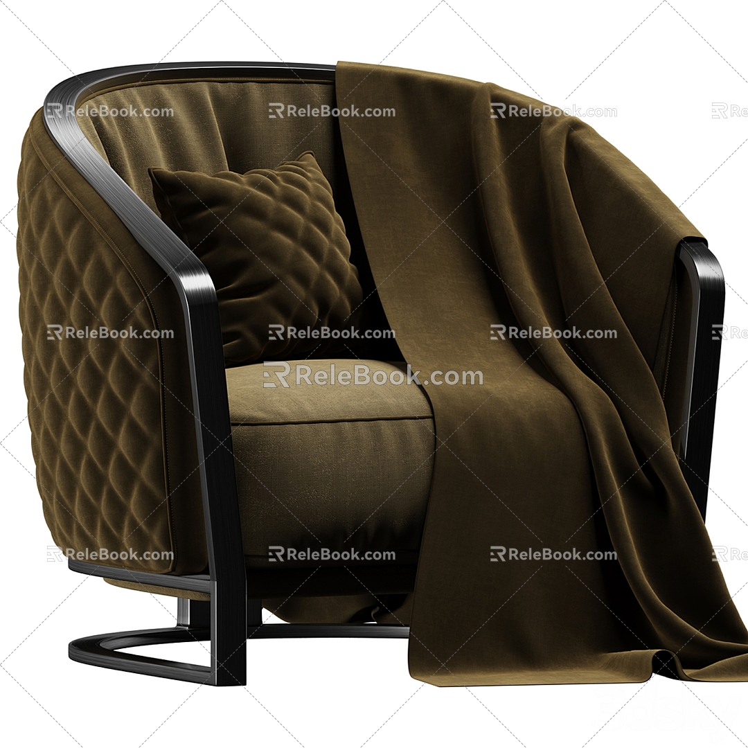 Rugiano European-style metal fabric leisure chair 3d model