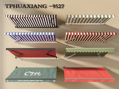 TPHUAXIANG 9527 Outdoor Awnings With Various Colors Striped And Solid Styles 3d model