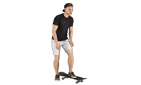 Skateboarding men hat reverse wearing men baseball cap shorts men 3d model