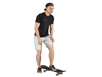 Skateboarding men hat reverse wearing men baseball cap shorts men 3d model