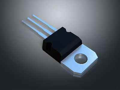 Black Electronic Transistor Component With Three Pins And Metal Base Hole 3d model