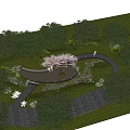 Scenic Road Facilities With Pedestrian Path Landscaping Trees And Rest Areas