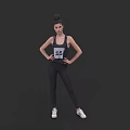 Woman In Sportswear With Number 16 Tank Top And Leggings Hands On Hips