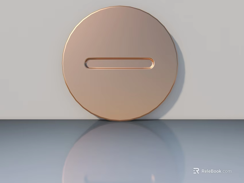 Stylish Copper Hinged Door With Circular Design And Reflective Surface 3d model 
