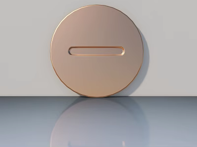 Stylish Copper Hinged Door With Circular Design And Reflective Surface 3d model