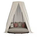 Comfortable Outdoor Round Canopy Sofa With Decorative Cushions And Stylish Design