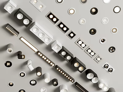 Sleek Modern LED Downlights and Spotlights With Recessed and Surface Mounted Designs 3d model