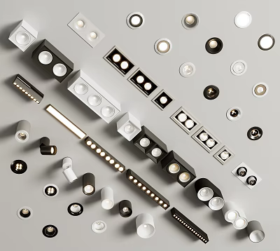 Sleek Modern LED Downlights and Spotlights With Recessed and Surface Mounted Designs 3d model