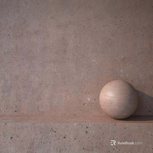 Brown Textured Sphere Placed On Flat Surface Against Rough Brown Wall 3d model 
