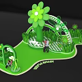 Green Floral Windmill Photo Check-in Spot With Grass Decor And MTX Logo