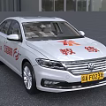 White Sedan Driving Instructor Training Car With Safety Logo And Coach Sign