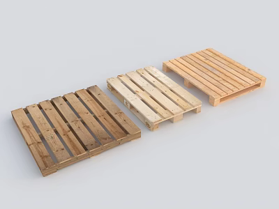 Sturdy Wooden Pallets In Various Colors As Essential Industrial Equipment For Logistics 3d model