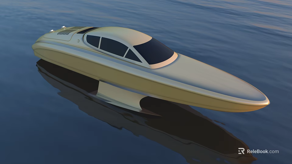 Sleek Modern Luxury Yacht With Black Windows Floating on Calm Water 3d model 