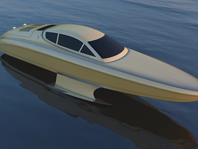 Sleek Modern Luxury Yacht With Black Windows Floating on Calm Water 3d model