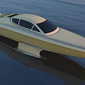 Sleek Modern Luxury Yacht With Black Windows Floating on Calm Water