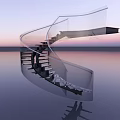 Modern Spiral Staircase Design With Glass Steps And Metal Railings