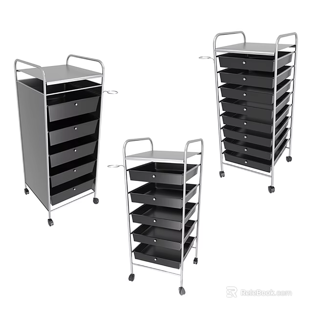 Mobile Multi Drawer Storage Carts With Rolling Wheels And Utility Design 3d model