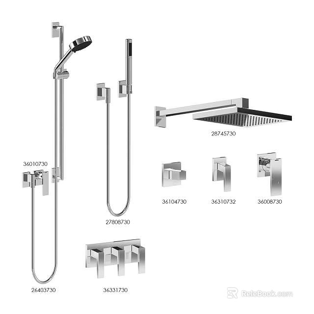Modern Chrome Shower System With Handheld Sprayer And Rain Shower Head 3d model 