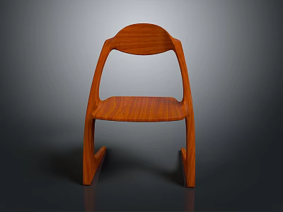 Modern Wooden Chair With Curved Backrest Armrests And Unique Leg Design 3d model