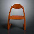 Modern Wooden Chair With Curved Backrest Armrests And Unique Leg Design