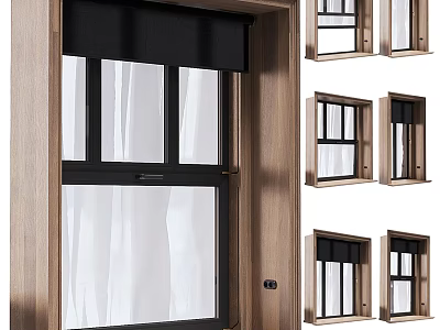 Modern Wooden Frame Casement Window With Clear Glass Panels And Multiple Design Styles 3d model
