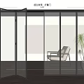 Modern Glass Folding Doors With Black Frame For Interior Space Divider Design 3d model