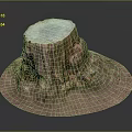 Natural Wooden Stone Tree Stump Decorative Ornament With Textured Surface And Round Base
