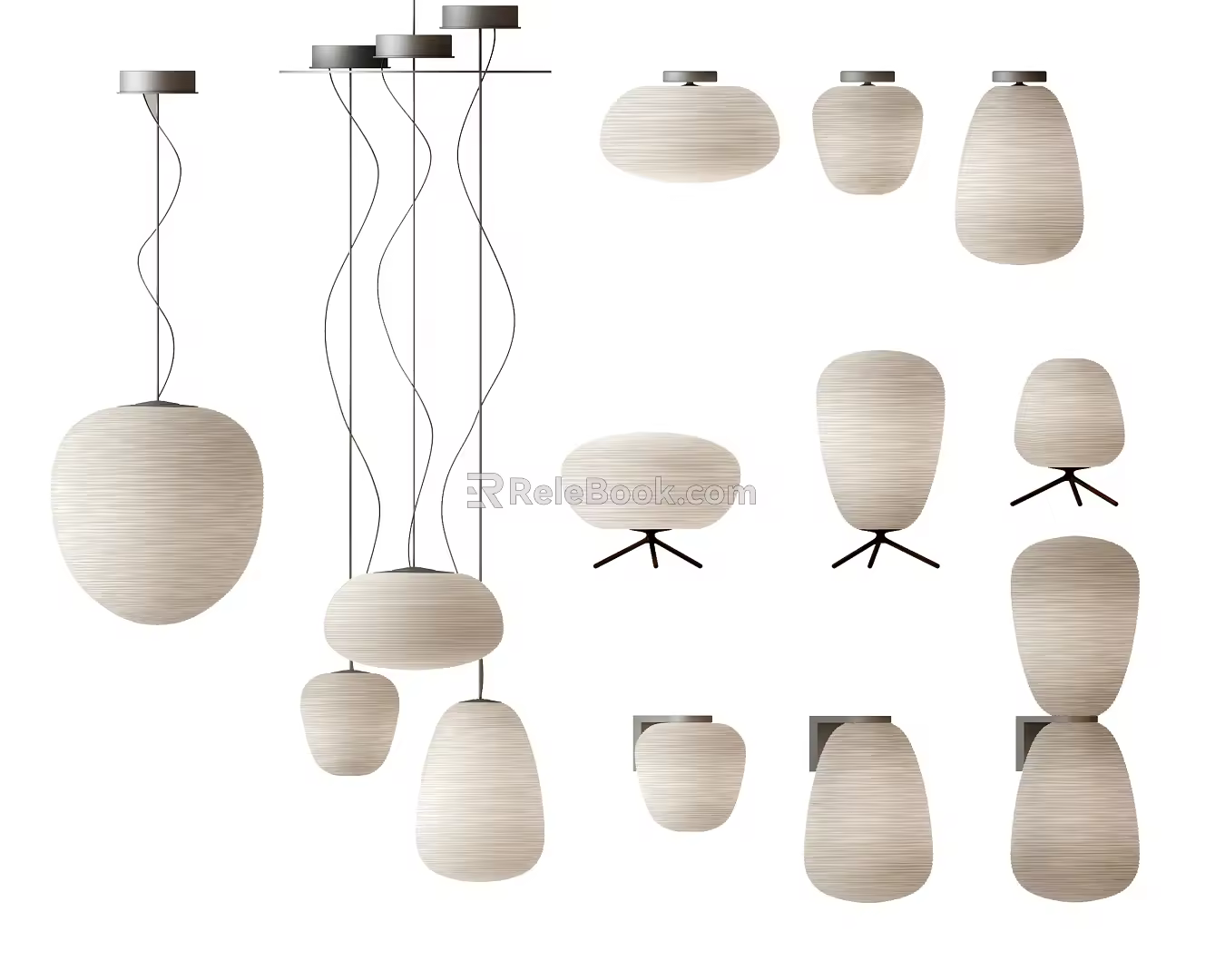 New Chinese Lamps Combination Simple Chandelier Lantern Table Lamp Wall Lamp Combination 3d model