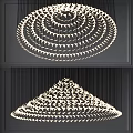 Modern Chandelier With Layered Geometric Patterns And Illuminated Feather Like Design 3d model
