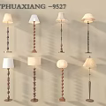 TPHUAXIANG 9527 Decorative Floor Lamps With Spiral Wooden Bases And Fabric Shades