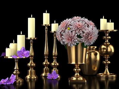 Jane European Retro Floral Flower Candlestick Ornaments 3d model