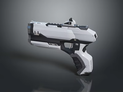 Futuristic Sci Fi Handgun With White And Black Design Tactical Grip And Scope Attachment 3d model
