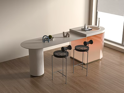 Modern Bar Modern Simple Bar Island Dining Table and Chair 3d model