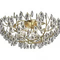 Elegant Crystal Ceiling Light With Gold Frame And Illuminated Decorations 3d model