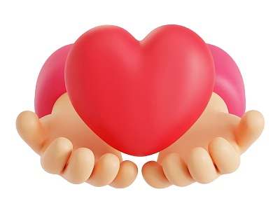 Decorative Ornament Set With Red Heart Held By Two Hands For Home 3d model