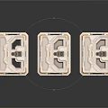 Three Transparent Metallic Cube Components With Intricate Geometric Patterns And Shiny Surfaces