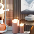 Decorative Ornaments Set With Bunny Figurine Candles Vase Artwork And Plants For Modern Home Decor