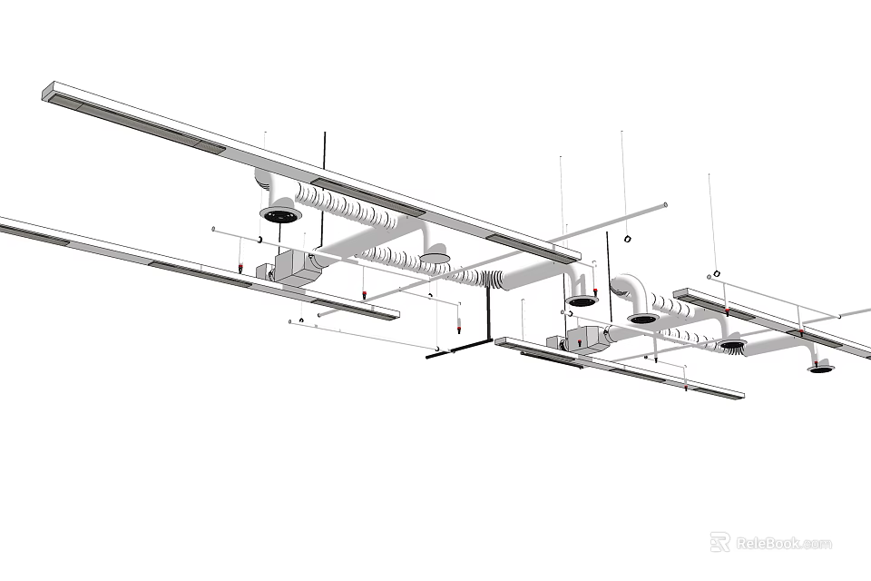 Suspended Ceiling Structural Framework With Support Components And Installation Details 3d model 