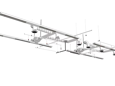 Suspended Ceiling Structural Framework With Support Components And Installation Details 3d model
