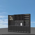 Black Coffee Themed Sideboard with Menu Board and Storage Cabinets 3d model