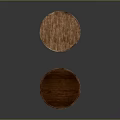Two Round Wooden Coffee Tables With Carved Edges And Slim Legs On Dark Background