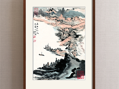 Chinese Landscape Painting Green Study Landscape model