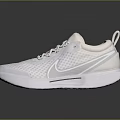 White Sports Sneaker With Mesh Upper Silver Side Accents And Modern Design For Daily Wear