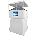 White Projection Monitoring Display Cabinet With Transparent Cover And Blue Pattern Screen