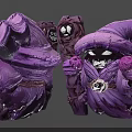 Purple Game Anime Character With Wizard Hat Robe Sharp Teeth And Smiling Staff Claws 3d model
