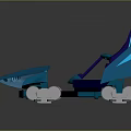 Blue Four Seats Arrangement With Platform And Support Structure Design