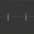 Modern Suspension Bridge Model With Twin Towers Steel Cables And Reflection