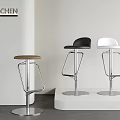 Modern Bar Stools With Black White Brown Colors And Metal Frames In Minimalist Space