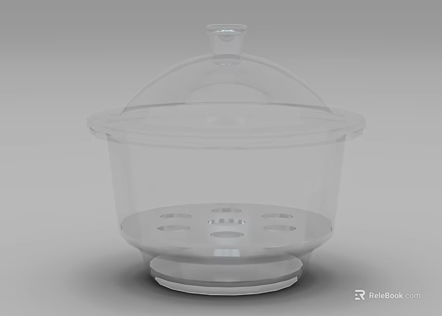 Transparent Household Steaming Bowl With Lid And Perforated Base For Kitchen Daily Use 3d model 